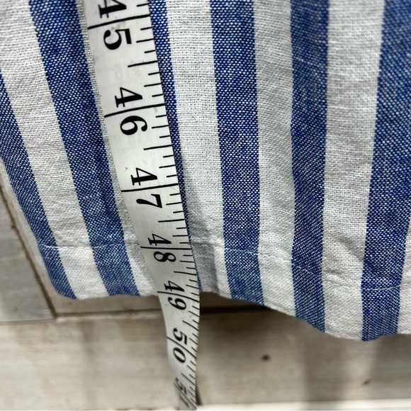 Old Navy Midi Dress Womens XL Blue White Stripe SundressSmock Back Linen Blend - Picture 13 of 13